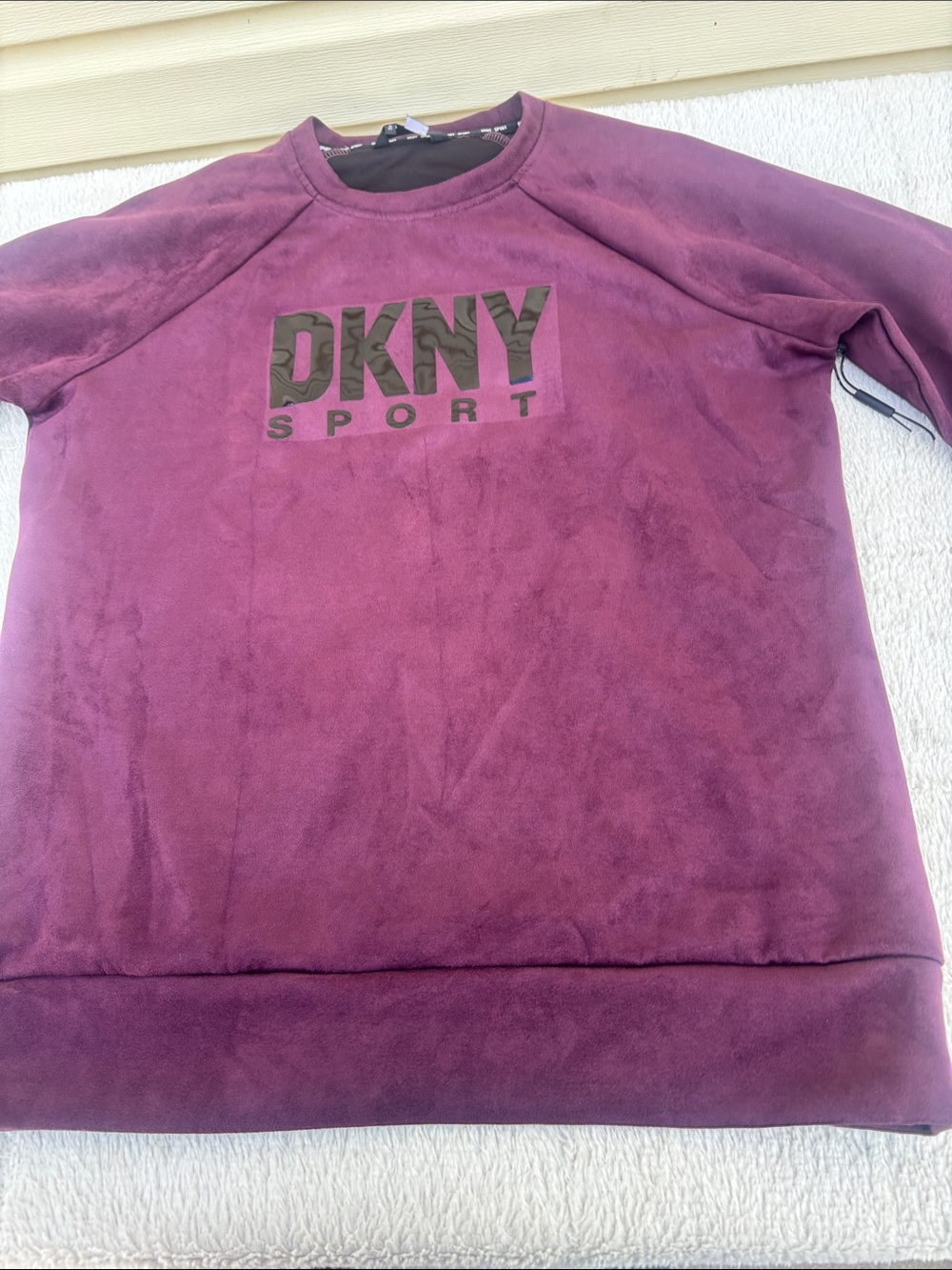 DKNY Men's Plum Crewneck with Olive Logo
